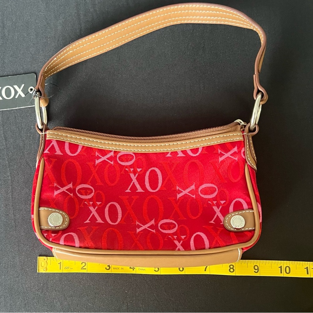 XOXO Vintage Y2K Red Canvas Logo Print Mini Purse w/ Brown Leather Trim - Picture 5 of 7